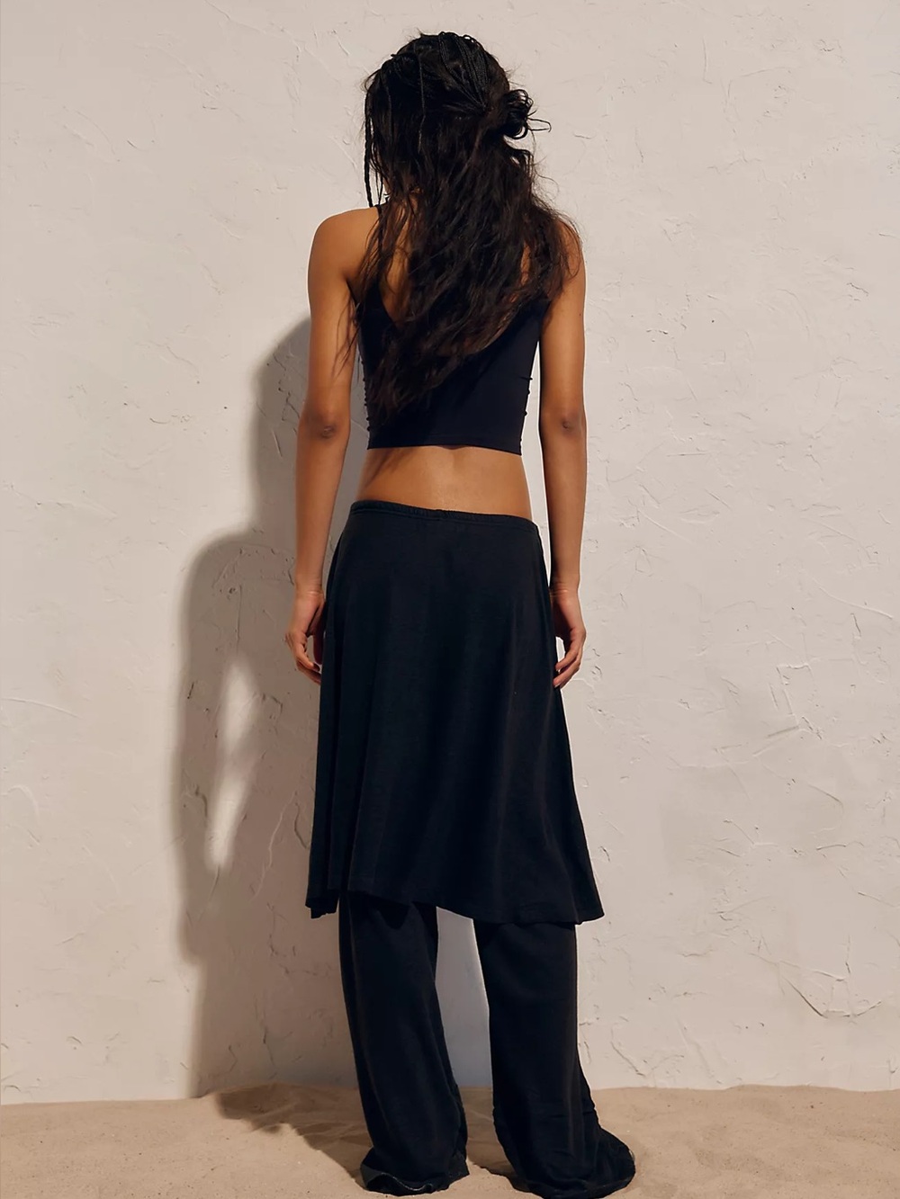 Free People Black Wrap Skirt Wide-Leg Pants - Picture 2 of 8